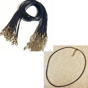🔴 5 for $10 ONE Black PU Leather Cord Necklace with Lobster Clasp